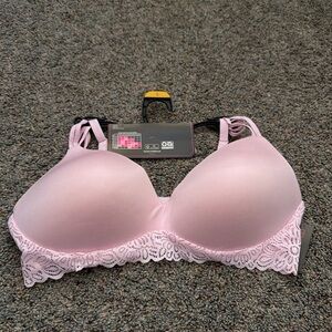 Elegant Pink Lace Trim Bra
